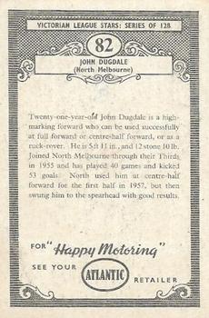1958 Atlantic Petrol Stations Victorian League Stars #82 John Dugdale Back